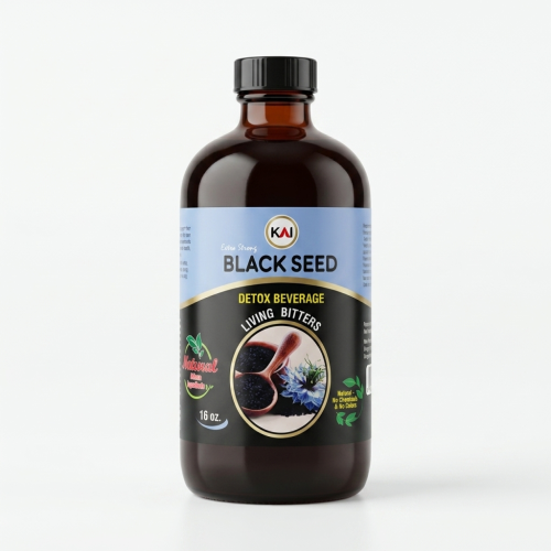 Bebida desintoxicante extra fuerte de semillas negras Kai Living Bitters - 473 ml