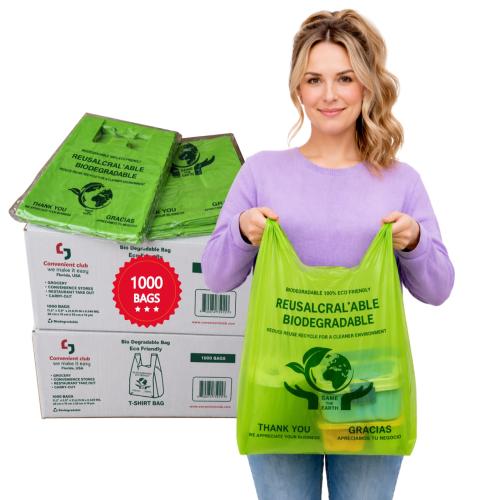 Convenient club biodegradable t-shirt bag 1000ct